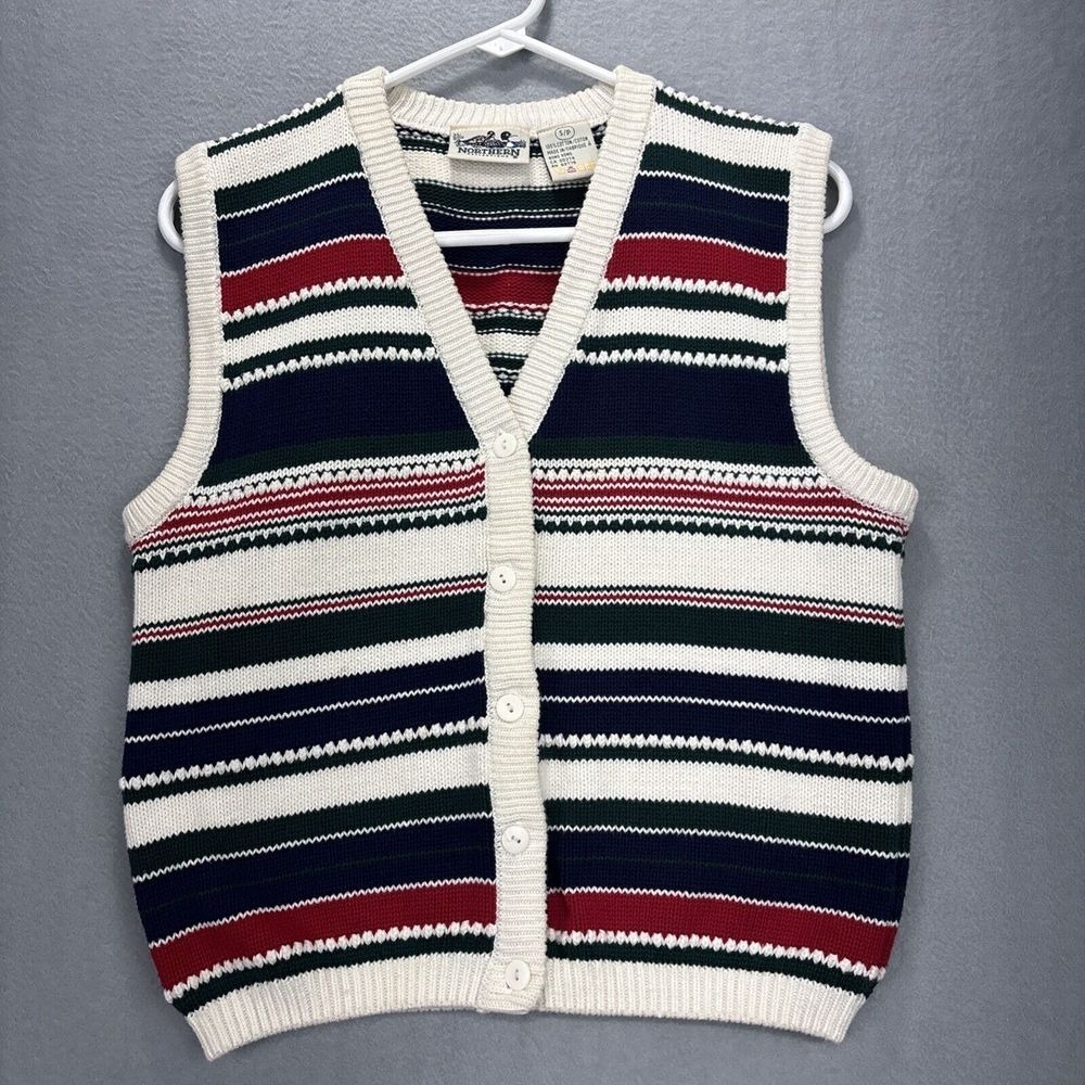 VTG Northern Reflections Sweater Vest Womens S Button Up Knit Grannycore Holiday